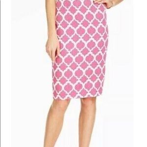 Pink and White Geometric Print Skirt